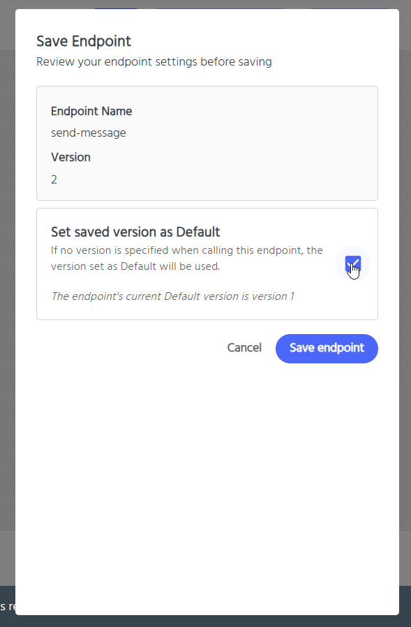 publish settings default version